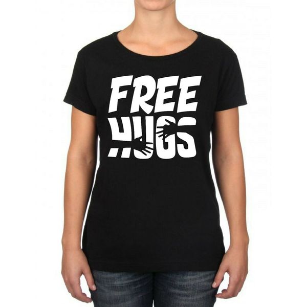 

womens t-shirt hugs, hug, White;black