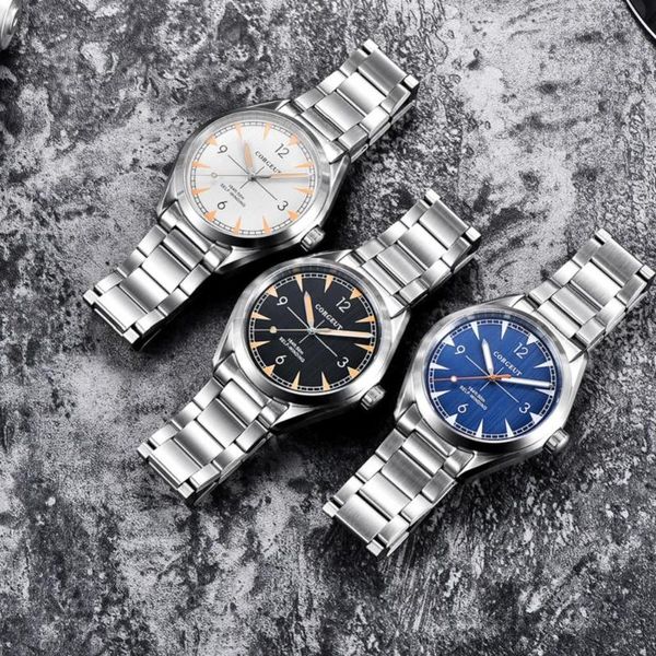 

wristwatches corgeut 41mm men automatic watch miyota 8215 stainless steel sapphire glass men's mechanical wristwatch man clock, Slivery;brown