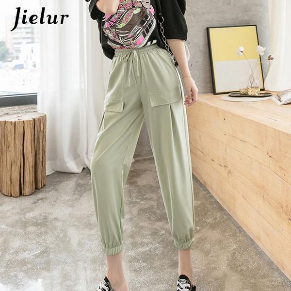 

ice silk harem pants black pink green women's trousers autumn thin cool street leisure lantern female s-xxl & capris, Black;white