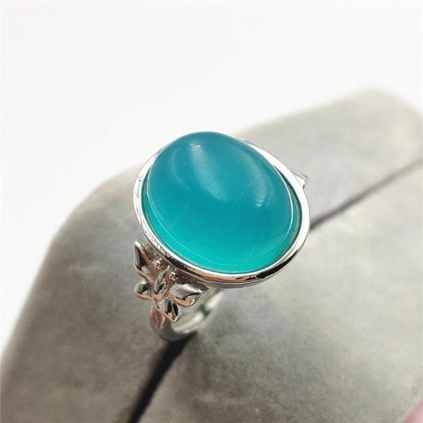 

cluster rings 16x13mm natural green amazonite adjustable ring gemstone woman man rare beads 925 sterling silver, Golden;silver