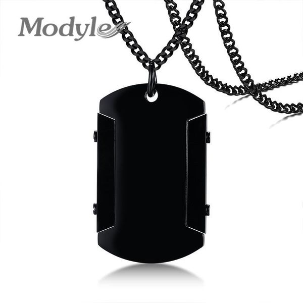 

pendant necklaces modyle 316l black stainless steel men dog tag necklace cool punk jewelry gifts, Silver