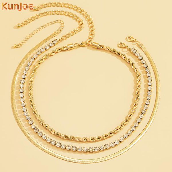 

kunjoe 2021 fashion multilayered rhinestone chains necklace for women vintage choker sweater party jewelry gift, Silver