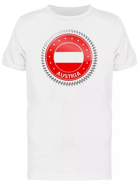 

austria flag sticker men's tee -image by shutterstock, White;black