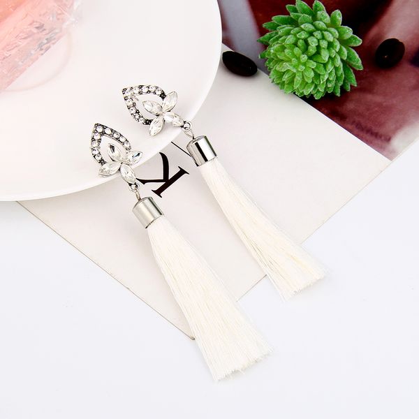 Boho Crystal Long Tassel Dangle Oorbellen Voor dames Etnisch Geometrisch Rose Flower Sign Statement Drop Earring 2021 Mode-sieraden in bulk