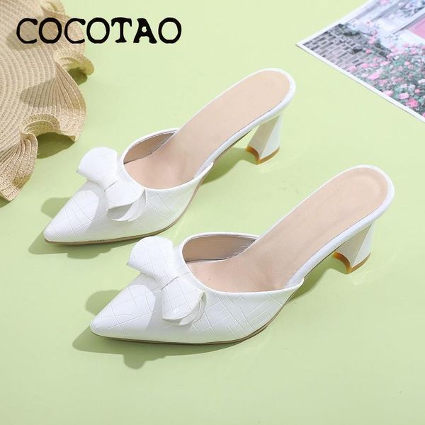 

slippers female summer 2021 fairy style bow pointed temperament baotou sandals and fashion, Black