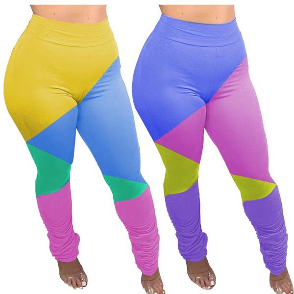 

rstylish s-2xl women elastic stacked pants leggings high waist patchwork ruched pencil trousers draped jogger sweatpants women's & capr, Black;white