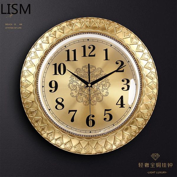 

wall clocks nordic design luxury silent brass clock living room villa modern fashion creative simple copper pieces reloj de pared
