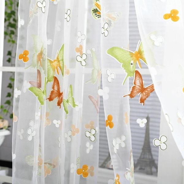 

inel butterfly sheer curtains for living room bedroom colorful voile tulles blinds kitchen window treatments panel drapes curtain &