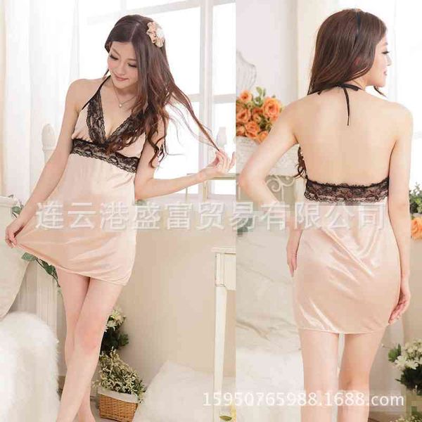 

lingerie women's pajamas set temptation suspender nightdress lace, Black;white