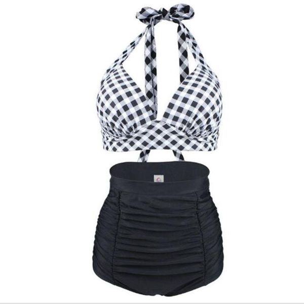 

two-piece high waist bikini strap european and american swimsuit ladies one-piece suits