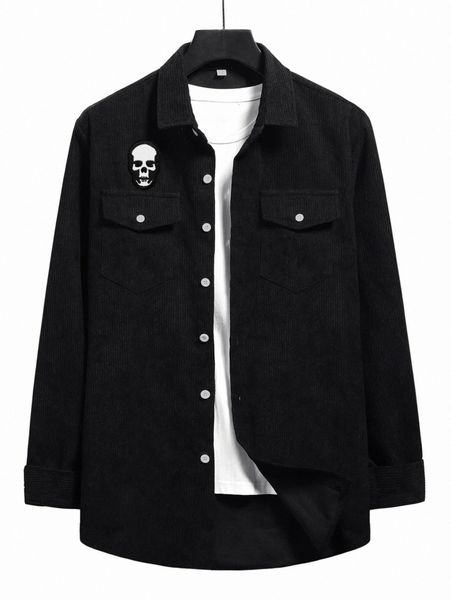 

romwe guys skull graphic shirt without tee i50x#, White;black