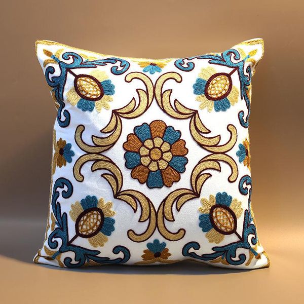 

pillow case ethnic style handmade colorful embroidery vintage cotton home decoration sofa bedroom 45*45cm soft cushion cover