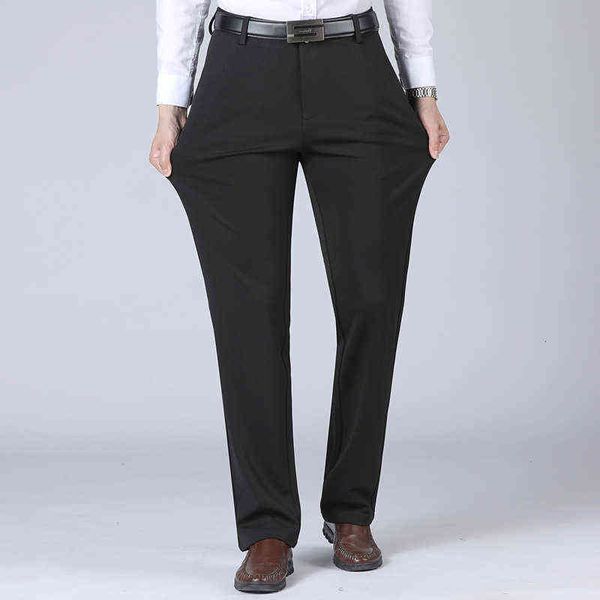 

luxury suits blaze men's thick casual pants knitted four-sided elastic men's busins trousers loose dad's cloth are stocked al, Black
