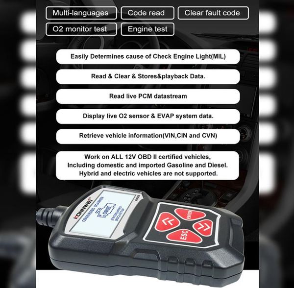 

code readers & scan tools kw309 obdii diagnostic scanner vehicle engine diagnosis reader tool for kia cerato optima forte carens sorento rio