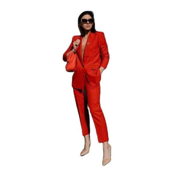 

piece set women business suit blazer formal pant suits for weddings tuxedo female trouser work women's two pants, White
