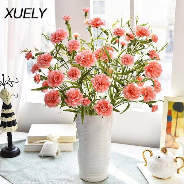 

artificial flowers carnations silk decorative 6 heads/bouquet fake for wedding home decoration mother's day gift & wreaths