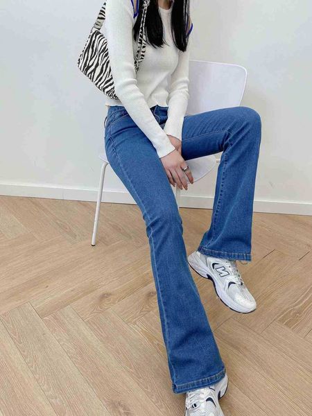 

jeans 2021 spring and summer style slim horn women's u20-1172, Blue