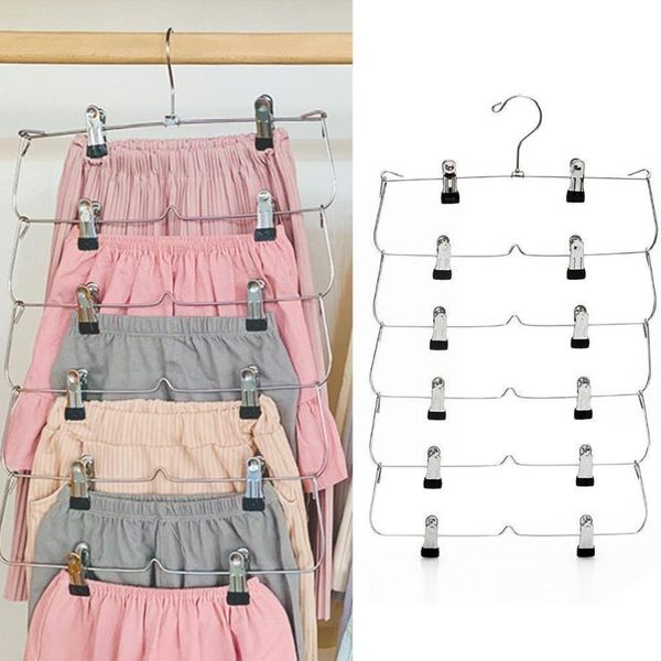 

hooks & rails multifunctional space saving pants rack clip hangers metal organizer closet for scarf 6 non-slip layered jeans clothes trou u7