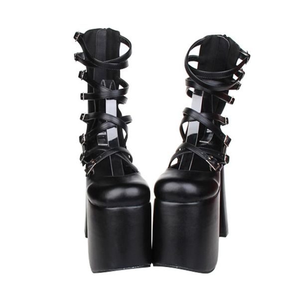 

dress shoes angelic imprint mori girl lolita punk woman cosplay lady super high heels pumps women party 33-47 15cm, Black