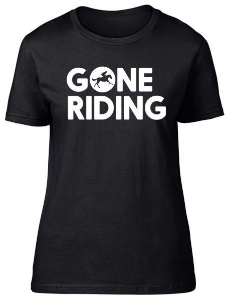 

gone riding horse womens ladies fitted t-shirt, White;black