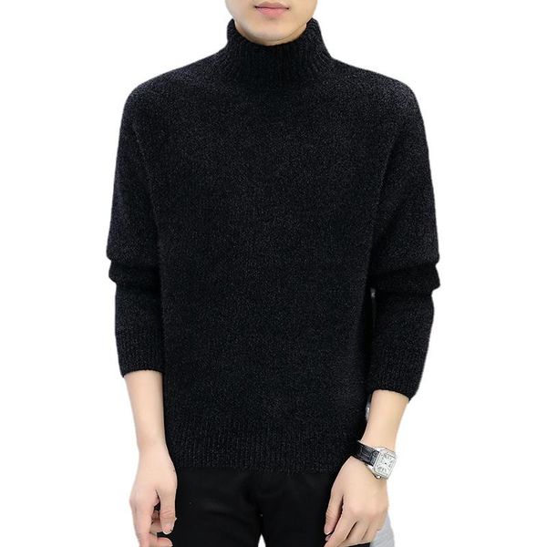 

men's sweaters autumn and winter pure color turtleneck sweater fashion simple men casual warm, White;black