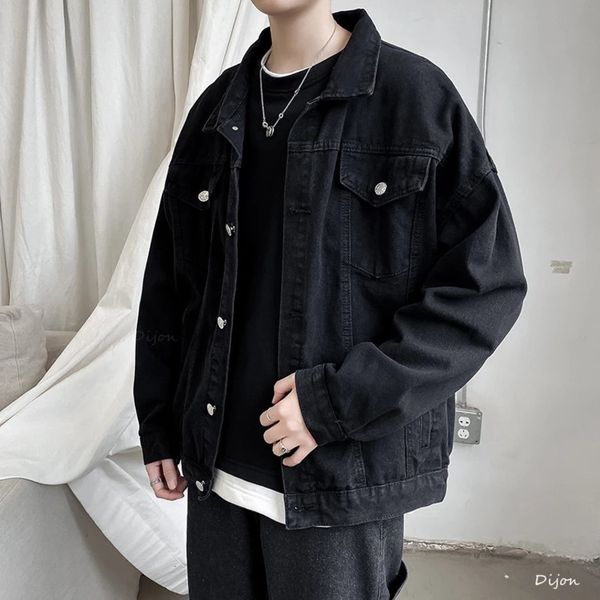 

black denim short men jeans coats casual windbreaker pocks overalls bomber streetwear clothing outwear, Black;brown