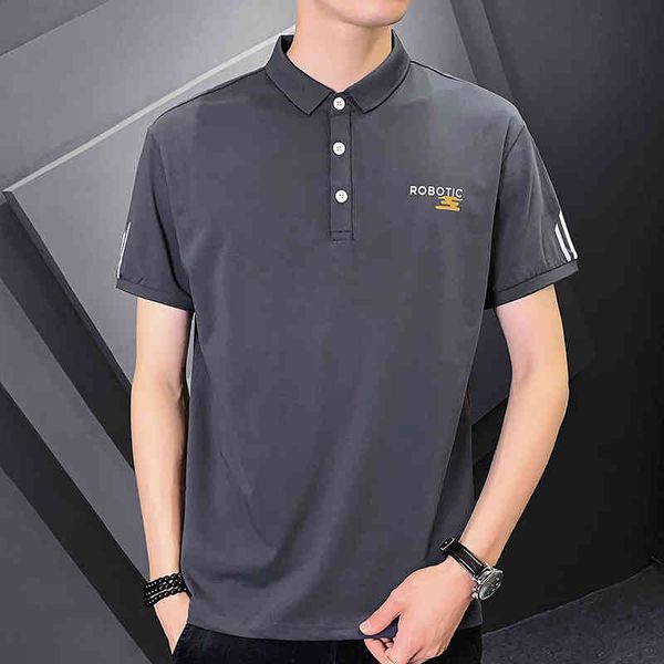 

browon fashion polo shirt men clothing summer newcasual letter print solid color breathable short sleeve polo shirt 210421, White;black