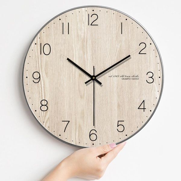

wall clocks modern minimalist clock living room wooden nordic quartz hanging table creative bedroom mute