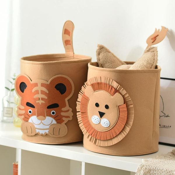 

storage baskets cute animal pattern folding basket toys organizer washable felts laundry hamper pet box panier rangement