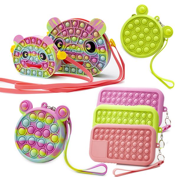 

pencil case fidget coin purse toys push it bubble crossbody storage bag cellphone bags squeeze press bubbles silicone decompression toy for