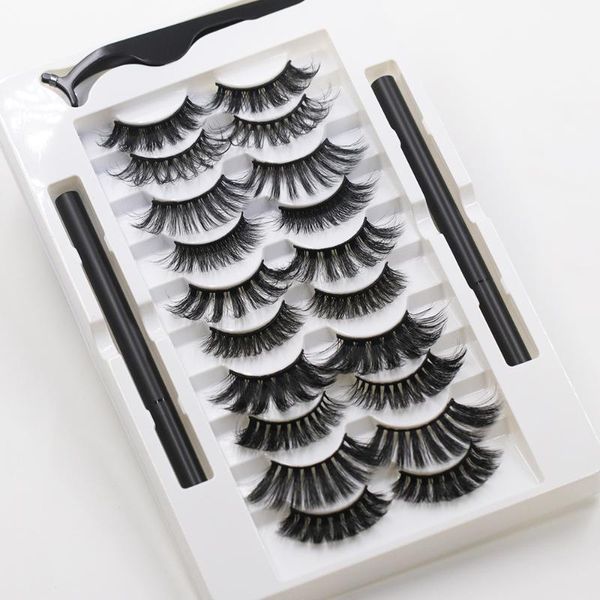 

johongirls' 10 pairs drop magnetic lash eyelashes 3d handmade false eyelash eyeliner wholesale makeup