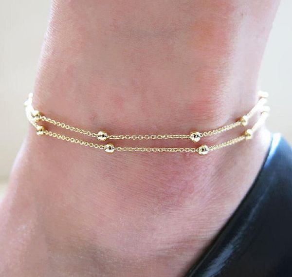 

double chain bead anklets bracelet for women anklets jewelry summer style, Red;blue