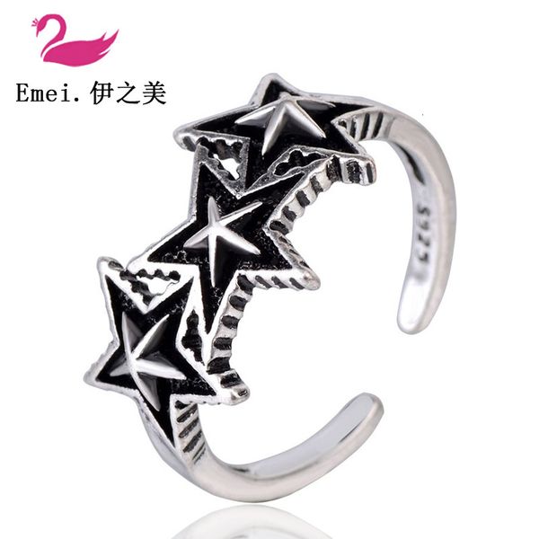 

ring ins hip hop triple pentagram double fashion, Silver