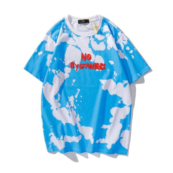 

men's t-shirts tie dye you were here letter foam oversize tshirts for men and women short sleeve casual summer t shirt hip hop cotton t, White;black