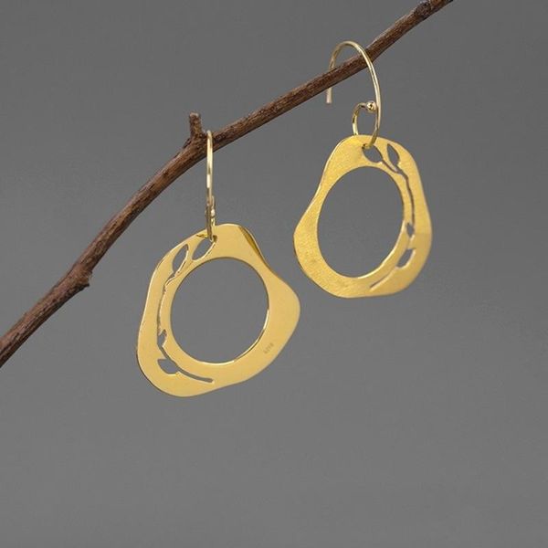 

dangle & chandelier nature fun in the wild-925 sterling silver leaf shaped hollow flower earrings, korean jewelry