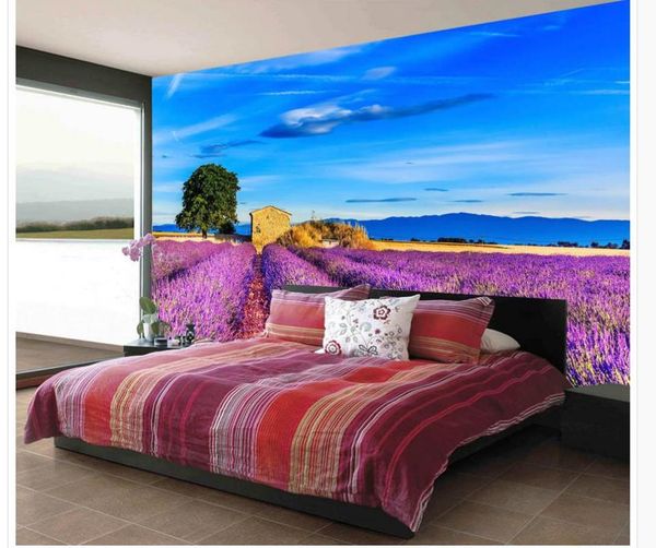 

wallpapers custom any size 3d wall mural wallpaper original purple beautiful lavender field under the blue sky