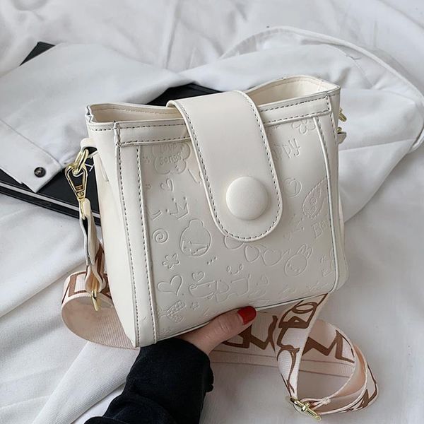 

evening bags cartoon print bucket for women 2021 brand designer handbag small white shoulder bag lady broadband pu leather crossbody