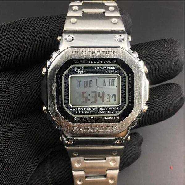 

luxury designer watch wristwatches stainless steel gmw b5000 sliver gold mens led electronic digital square casual sport 35th, Slivery;brown