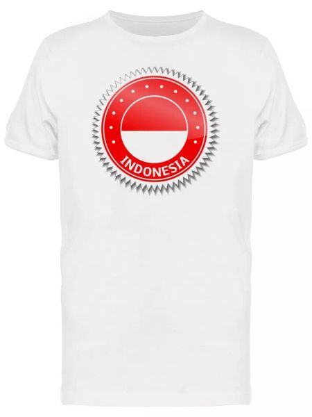 

indonesia flag sticker men's tee -image by shutterstock, White;black