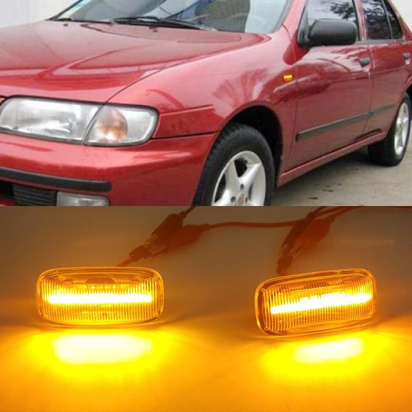 

emergency lights for maxima almera pulsar n15 cefiro a32 1995-2000 car led dynamic turn signal light side marker fender lamp indicato