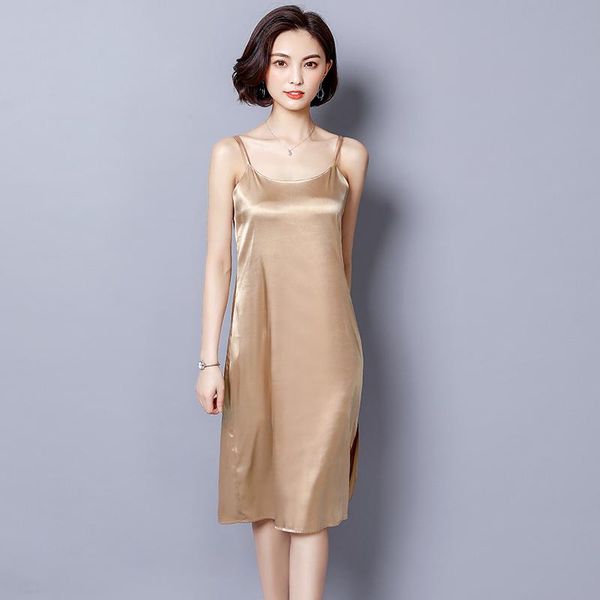 

casual dresses summer dress women v-neck backless suspenders satin silk home sleep nightdress, Black;gray