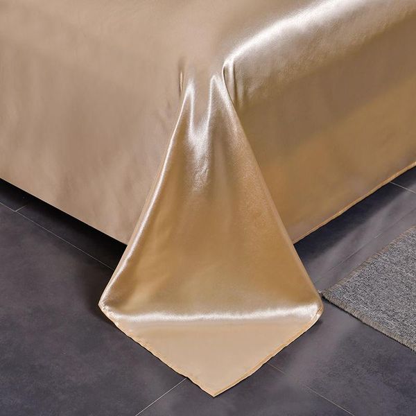 

sheets & sets skin-friendly simple solid color silky ice silk sheet summer bedroom student dormitory bedding non-slip king/queen size j8498