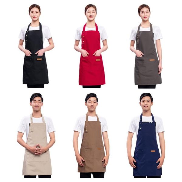 

aprons colorful adjustable bib apron for men and women waterproof stain-resistant with two pockets kitchen baking cooking bbq