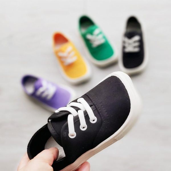 

casual children's shoes square toe soft bottom four seasons boys and girls candy color canvas athletic & outdoor, Black