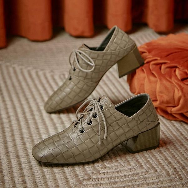 

spring autumn women pumps genuine leather lace-up classic casual shoes woman high heeled basic platforms female dress, Black