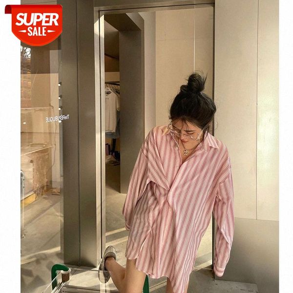 

net celebrities, fun fashionable and beautiful shirts, women wear oversize loose pink striped women's clothing #za7t, White