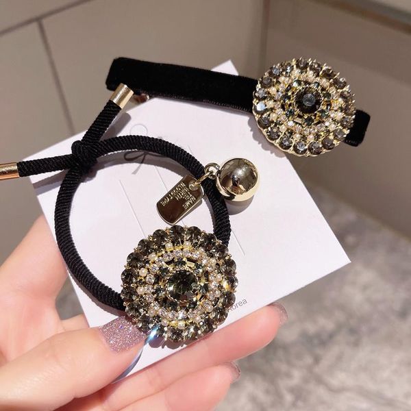 

hair accessories retro flash crystal round elastic bands elegant hairband rhinestones clip luxury jewelry hairpins for women girls