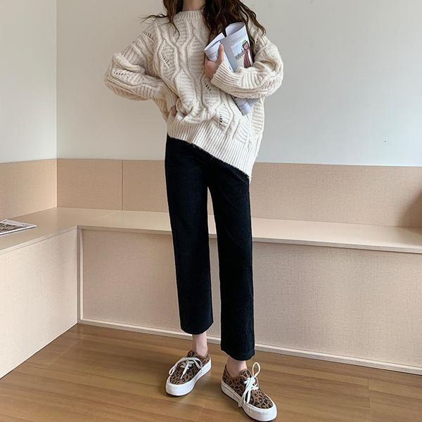 

women's pants & capris vintage harajuku corduroy warm women casual streetwear high waist pockets solid korean style female trousers 4 c, Black;white