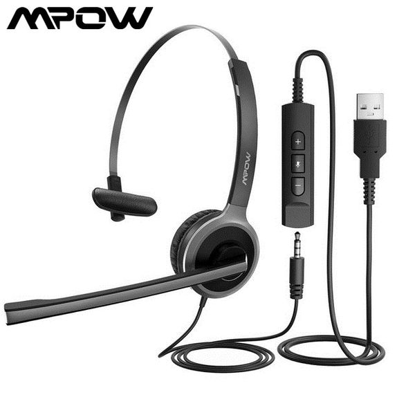 

mpow bh323 office wired headset stereo computer headphone with noise cancelling mic 3.5mm pc usb headset for driver/call center