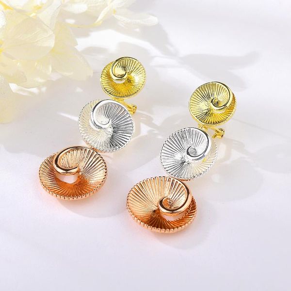 

dangle & chandelier viennois dubai triple drop earrings multicolor spiral african trend statement jewelry wedding gifts, Silver